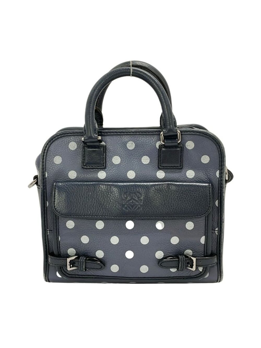 Loewe Handbag Cruz Blue Gray Light Dark Navy Dot Pattern Leather